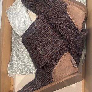 UGG Brown Knit Button Boots
